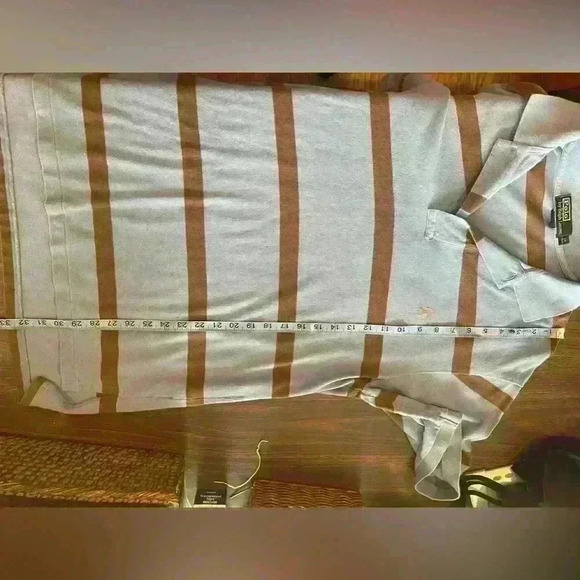 Polo by Ralph Lauren Men’s Polo Size Large/Tall color Blue with Brown stripes - Picture 6 of 9